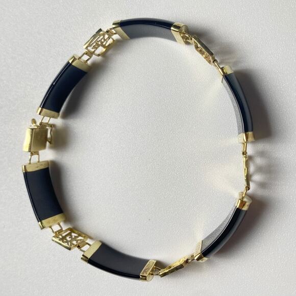 14K Gold Black Onyx Bracelet – Love & Country Symbols - Picture 3 of 16